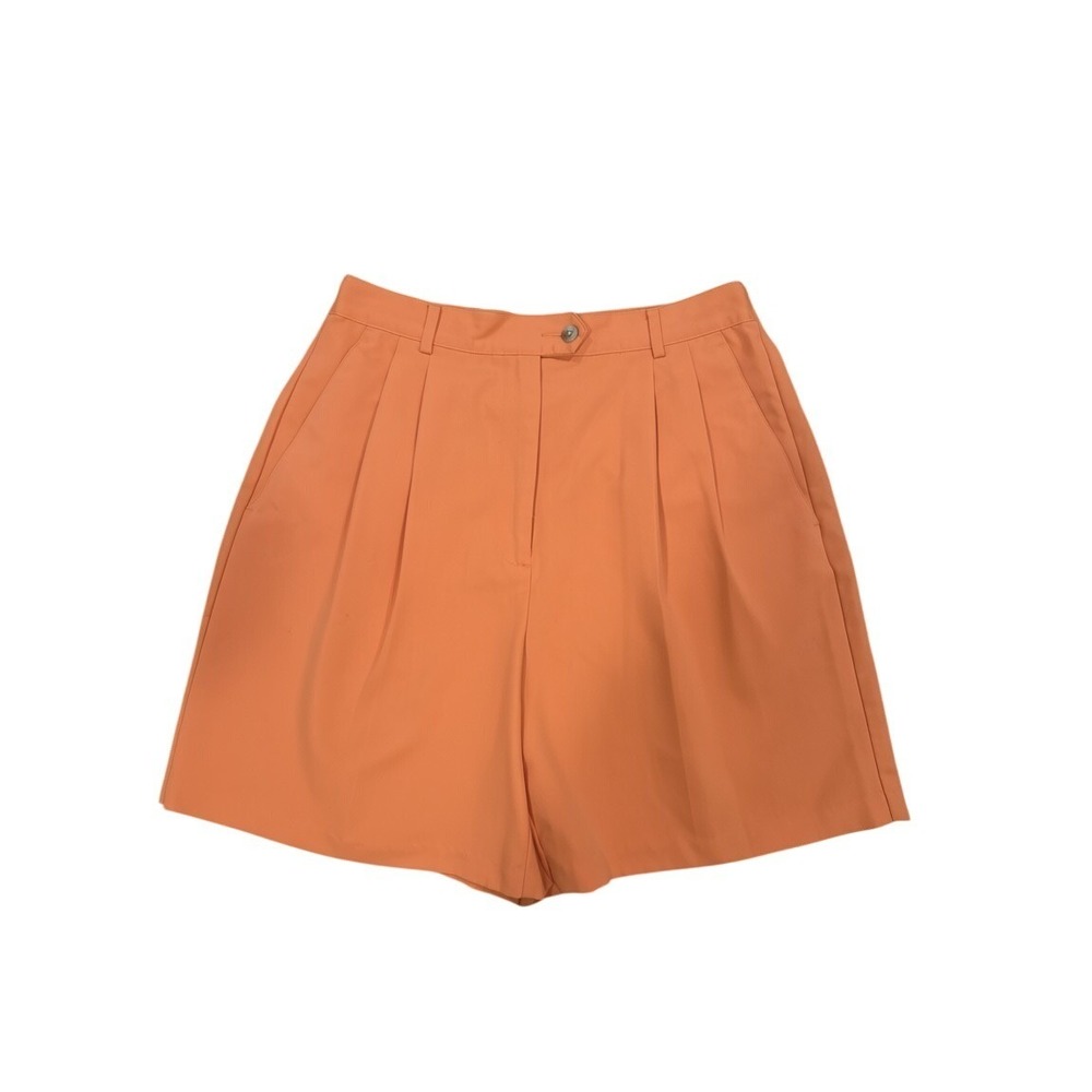 IZOD Womens Orange Pleated High Rise Walking Shorts X-Tra Dry Size 8 - Picture 2 of 4